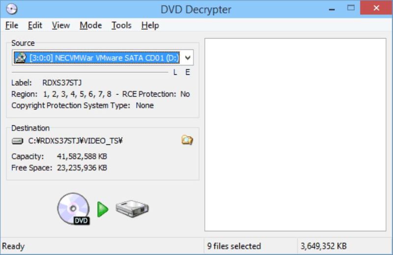 DVD Decrypterインタフェース