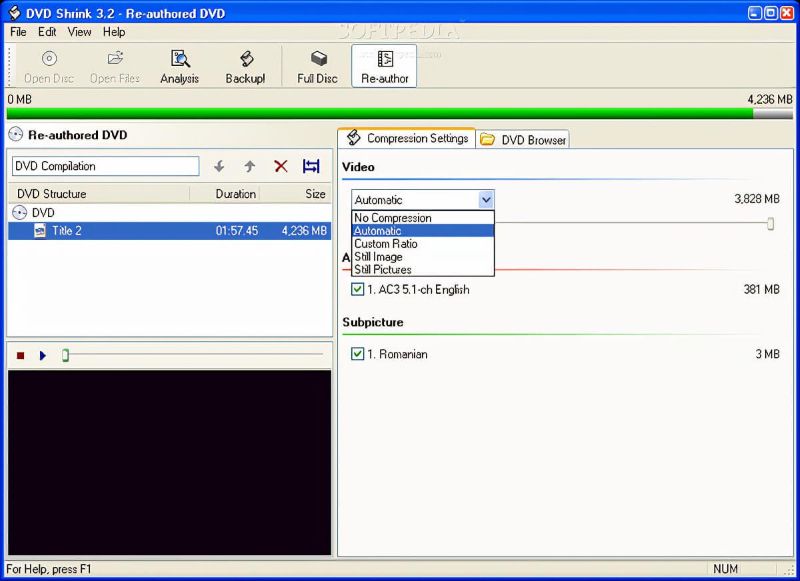 DVD Shrinkインタフェース