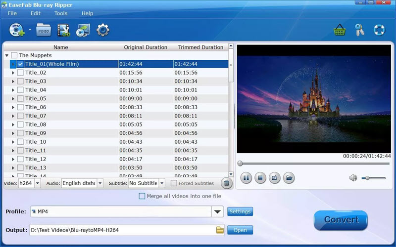 EaseFab Blu-ray Ripperインターフェース