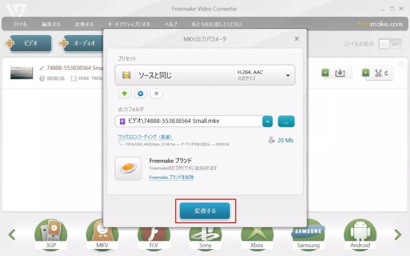 Freemake Video Converter出力形式