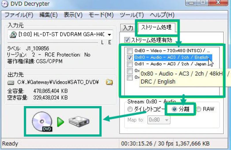 DVDDecrypterストリーム処理