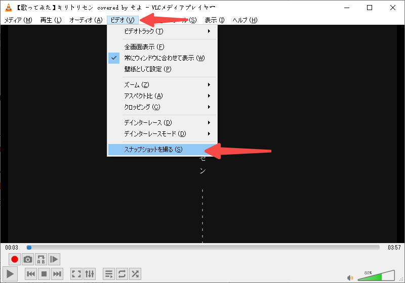 VLC Media Playerでスナップショットを撮影