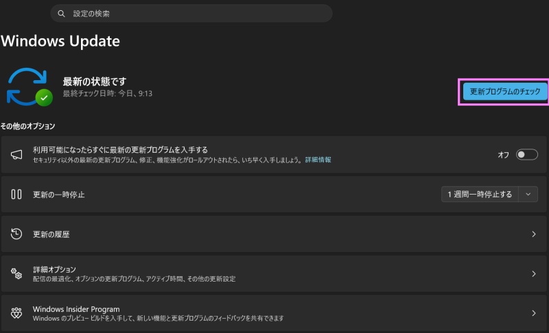 Windows Updateを実行