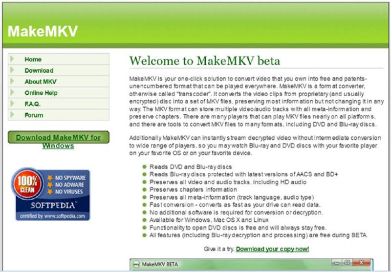 DVDコピーソフトMakeMKV