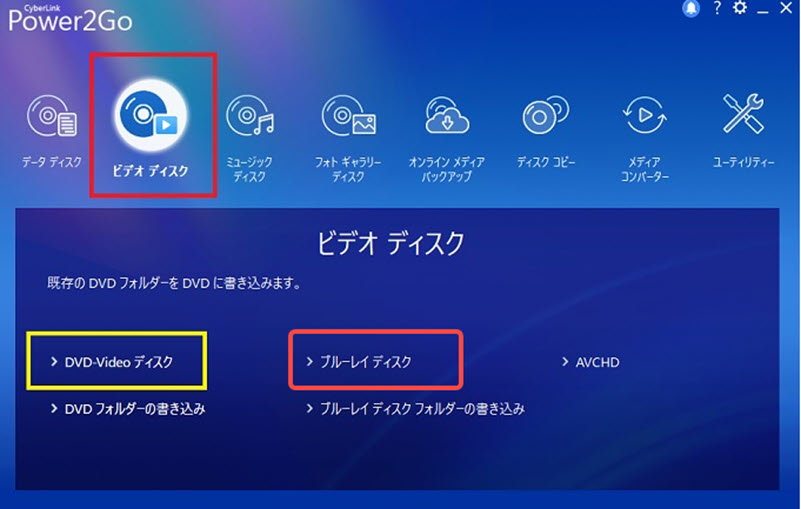 ディスクタイプを選択