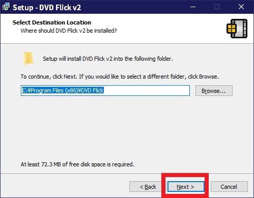 DVD Flick インストール先